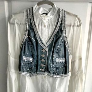 Vintage ABS By Allen Schwartz Bleached Denim Vest